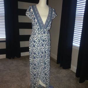 Ivory and Blue floral print maxi
